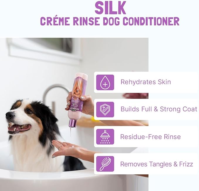 Bio-Groom Silk Creme Rinse Dog Conditioner – Dog Bathing Supplies, Puppy Shampoo, Cat & Dog Grooming Supplies for Sensitive Skin, Cruelty-Free, Made in USA, Tearless Dog Products – 2.5 Gallons