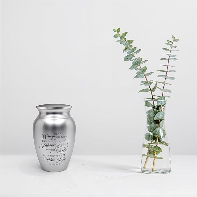 Artsy Woodsy Personalized Pet Memorial Cat Mini Urns Stainless Steel Decorative Keepsake Urns for Ashes 2.56 inch, Gifts for Cat Mom Dad Lovers Accessories in Loving Memory Loss (10, 2.56x1.77, Cat)