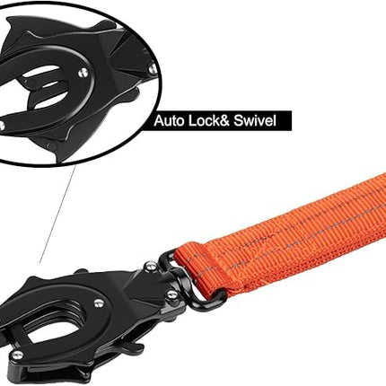 ICEFANG Tactical Dog Leash,K9 Training Walking Bungee Lead with 2 Control Handle,Heavy Duty Quick Release Metal Clasp,for Medium Large Breed (Reflective Orange, 6 FT)