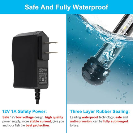 10W 18.5inch Submersible Aquarium Light Underwater Fish Tank Light LED Aquarium Light Bar with Timer Auto On/Off and Dimmer Adjustable Brightness, 1 Yr Warranty