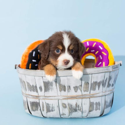 ZippyPaws Donutz - No Stuffing Dog Toys to Keep Them Busy, For Small and Medium Dogs, Squeaky Pet Toy for Boredom, Unstuffed Chew Toy, Soft Plush Puppy Products, Funny Food Toy - Pumpkin Spice Donut