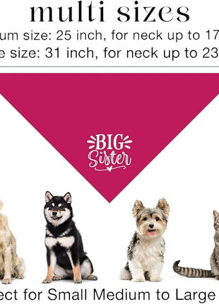 Big Sister Dog Bandana, Deep Pink Dogs Scarf Accessories, Pet Triangle Scarf, Pet Bandana for Large Dogs, Baby Announcement Dog Bandanas (L)