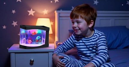 Lightahead Artificial Mini Aquarium A Sensory Multi Colored LED Swimming Fish Tank with Bubbles