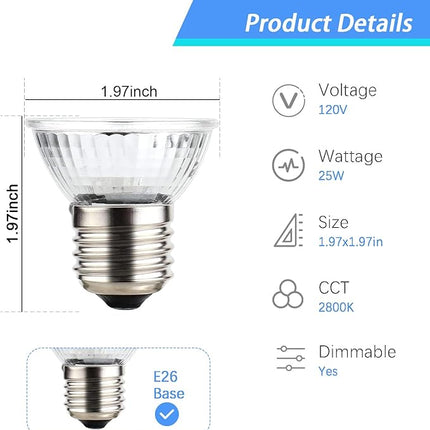 6-Pack 25W UVA Bulbs, Light Turtle Heat Lamp for Reptiles and Amphibian Tanks, Terrariums and Cages, Fit E26 Heat Reptile Lamp,Works with Various Lamp Fixtures