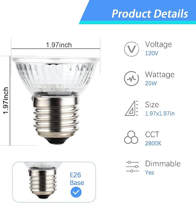6-Pack 25W UVA Bulbs, Light Turtle Heat Lamp for Reptiles and Amphibian Tanks, Terrariums and Cages, Fit E26 Heat Reptile Lamp,Works with Various Lamp Fixtures
