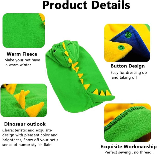 FLAdorepet Funny Halloween Large Dog Dinosaur Costume Outfits,Dog Pajamas Hoodie Winter Warm Pet Clothes Coat for Golden Retriever Pitbull(4XL, Green)