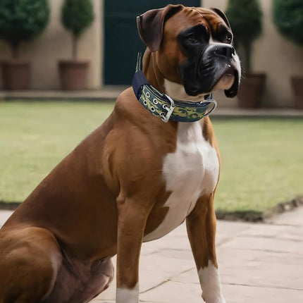 Dog Collar for Large Dogs - 2" Wide Tactical Collars with Handle for Extra Large Breed Dogs, Military Heavy Duty 1/3" Thick Nylon Pet Collar Camo Green M