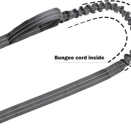 ICEFANG Tactical Dog Leash,K9 Training Walking Bungee Lead with 2 Control Handle,Heavy Duty Quick Release Metal Clasp,for Medium Large Breed (Reflective Grey, 6 FT)