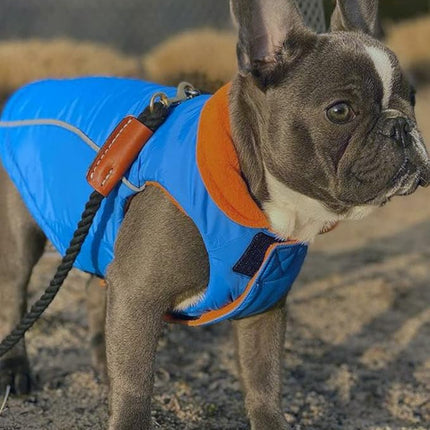 Gooby Sports Vest Dog Jacket - Blue, Small - Reflective Dog Vest with D Ring Leash Warm Fleece Lined Hook and Loop Closure for Small to Medium Dogs