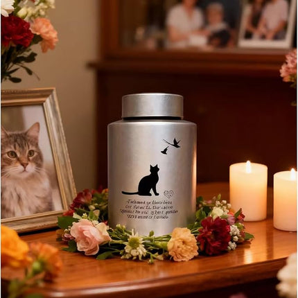 Pet Cremation Urns for Cats Ashes, Up to 60 lbs Cat Memorial Keepsake Urns for Ashes-Medium (Gray)