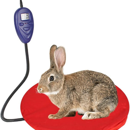 NAMSAN Heating Pad for Cats Small Dogs Heated Dog Bed Round Cat Tree Heating Bed Rabbit Warming Pad, Temperature Adjustable, Chew Resistant Cord, Red