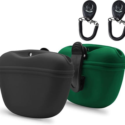 AUDWUD Silicone Dog Treat Pouch,Clip on Portable Training Container,Convenient Magnetic Buckle Closing and Waist Clip,No BPA