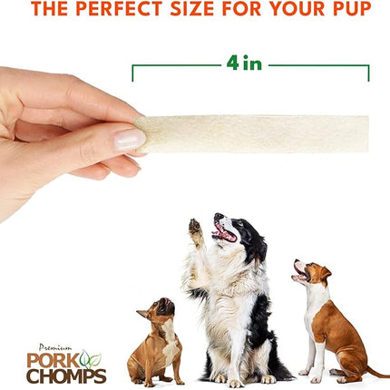 Pork Chomps Baked Pork Skin Dog Chews, 4-inch strips, 10oz Bag