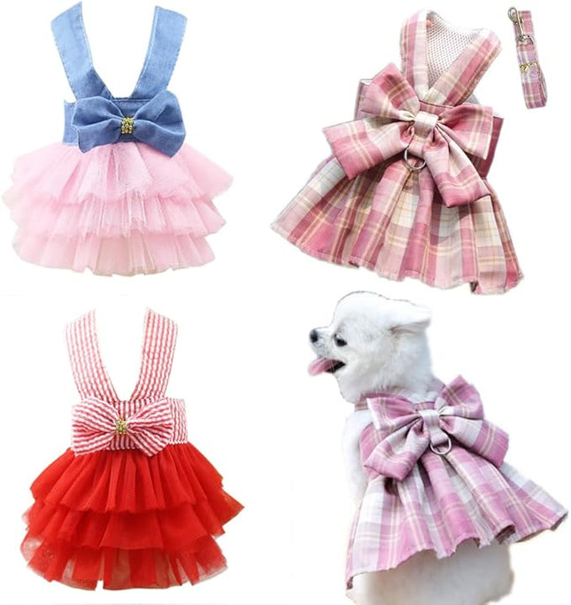 Harness with Leash Set Puppies Summer Clothes for Small Gril Dog Harness Dresses for Small Dogs Girl XL