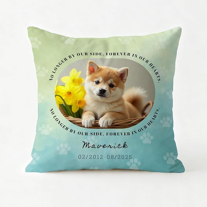 Personalized Pet Memorial Throw Pillow with Photo, Custom Pet Memorial Gifts for Dogs Cats, Loss of Dog Sympathy Gift Dog Bereavement Remembrance Picture Pillow