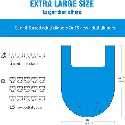 Large Adult Diaper Disposal Bags (18’’x23’’), 288 pcs Value Pack, Scented, Elderly Waste Diaper Disposable Bags, Baby Dirty Diapers Poop Trash Bags, Sanitary Product Disposal,Colorful