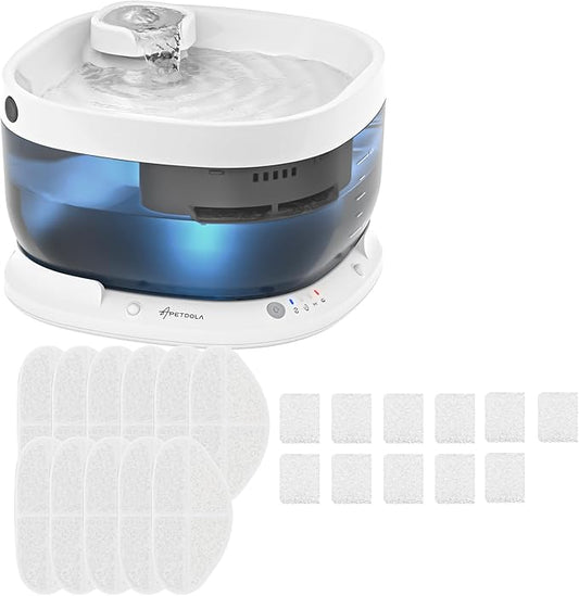Wireless Dog Water Fountain with 11 Filter, Battery Operated Dog Cat Water Dispenser with Motion Sensor, 237 oz/ 7L Cordless Fountain Water Bowl (Replacement Filter for 2.5Months)