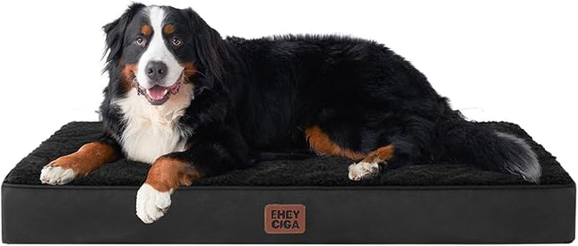 EHEYCIGA Orthopedic XXL Dog Beds for Jumbo Dogs with Removable Washable Cover,Black, 50x36