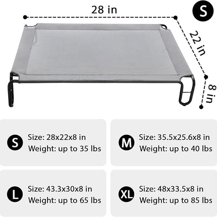 Pettycare Elevated Outdoor Dog Bed - Waterproof Cot for Small Dogs, Easy to Assemble, Cooling With Teslin Mesh, Durable, Non-Slip, Up to 35 lbs, Grey