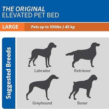 Coolaroo Original Elevated Dog Bed - Breathable Off-The-Ground Pet Bed with Cooling Fabric, Joint Relief & Moisture-Resistant Fabric, 100% Recyclable, Easy Clean, Aquatic Blue, Large