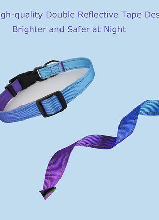 Roses&Poetry Reflective Dog Collar with Gradient Violet, Adjustable Durable Pet Collars for Small Medium Large Dogs (Violet-L)