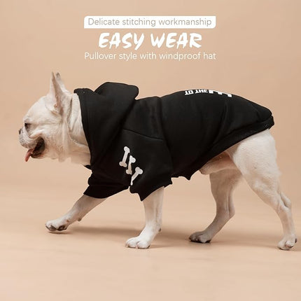 BINGPET Bad To The Bone Lettered Dog Sweater with Leash Hole, Warm & Soft Fleece Dog Hoodie for Small to Large Dogs, Cold Weather Pet Clothes