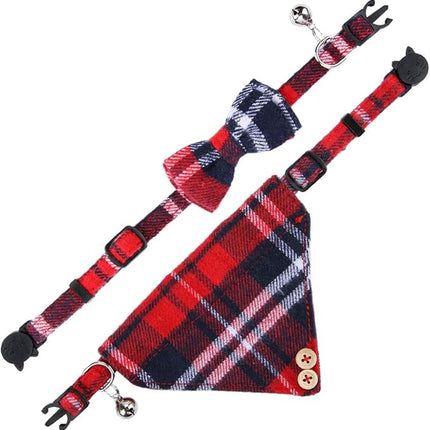 Faleela Breakaway Cat Collar with Bells - 2 Pack Cat Collar with Bells, Cat Collars with Bandana, Accessories for Pet Collars, Adjustable for Cats and Small Dogs