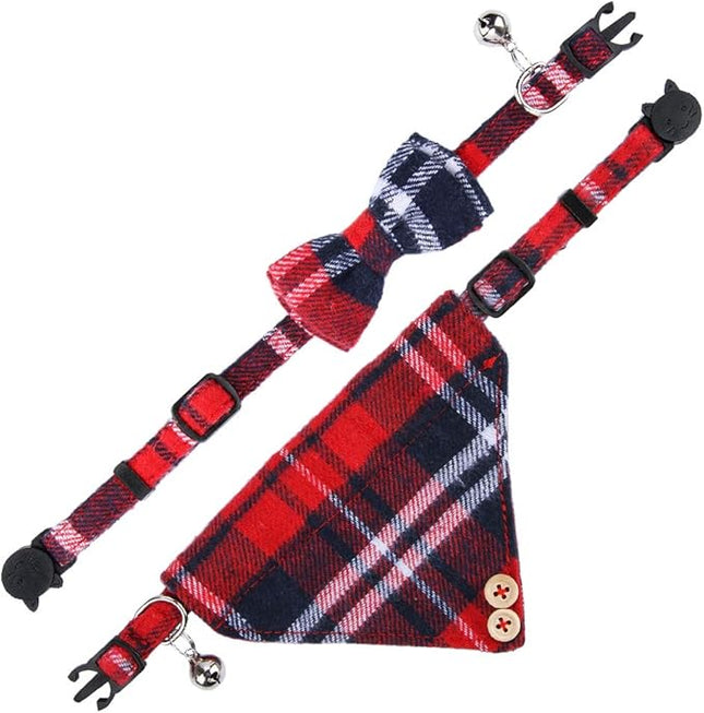 Faleela Breakaway Cat Collar with Bells - 2 Pack Cat Collar with Bells, Cat Collars with Bandana, Accessories for Pet Collars, Adjustable for Cats and Small Dogs