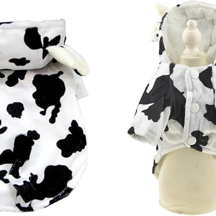 FLAdorepet Halloween Dog Cow Costume Outfits for Small Medium Large Dog Winter Fleece Puppy Jacket Coat Hoodie Funny Dog Clothes Golden Retriever (White, M)