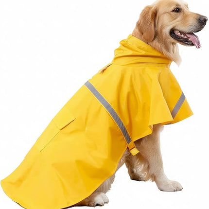 HAPEE Dog Raincoats with Reflective Strip Hoodie,Poncho Jacket for Large Dogs fit Golden Retriever Doodle (A1-Yellow, 28B (85-100 lbs))