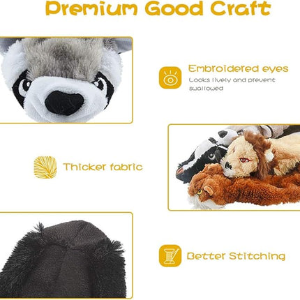 Dog Squeak Toys, No Stuffing Plush Dogs Chew Toy Bundle for Small Medium Large Breed Chewer Tough Durable Squeaky Pet Fetch Puppy Teething Chewing Interactive to Keep Them Busy Best Birthday Gift