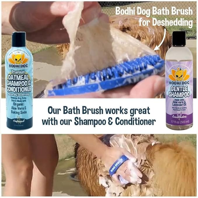 Bodhi Dog Shampoo Brush - Pet Grooming & Bath Supplies for Dogs and Cats - Bath Brush for Long & Short Hair - Premium Scrubber for Shower, Bathing & Massage (Two Pack, Blue)