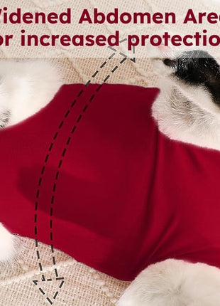 Cat Recovery Suit, Breathable Cat Surgery Recovery Suit Female, Kitten Onesie for After Surgery Spay Surgical Abdominal Wound Skin Diseases Cone of Shame Alternative (Red,S)