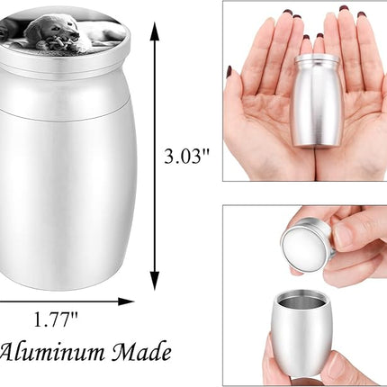 Personalized Photo 3 Inches Small Keepsake Urn for Pet Dog Ashes Aluminum Mini Cremation Urns Memorial Ashes Urn Miniature Burial Funeral Urns for Sharing Ashes Ashes Holder