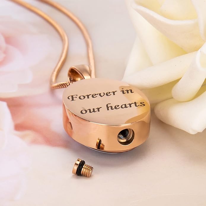 Farfume Personalized Pet Urn Necklace for Dog Cat Ashes Cremation Pet Memorial Customized Photo Text Engraving Pendant Keepsake Funeral Jewelry