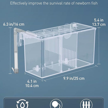Pawfly Aquarium Breeding Box Fish Tank Hatchery Incubator Acrylic Breeder Box for Aggressive Fish Guppy