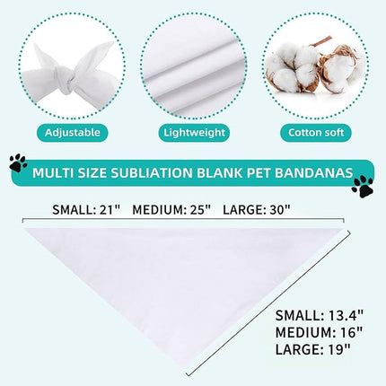 Blank Dog Bandanas Small -3PCS, DIY Solid White Triangle Scarf Premium Cotton Handkerchief or Bib, Personalized Design Birthday/Party Fun Idea Gift for S&XS Pets