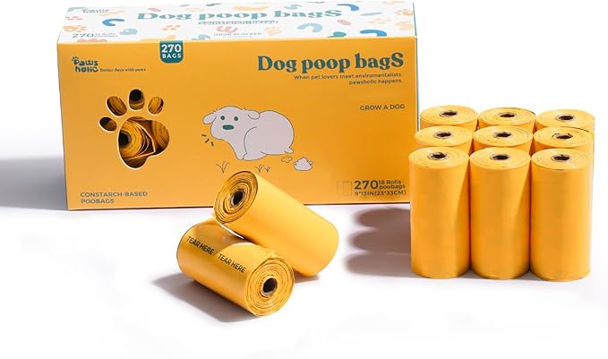 Dog Poop Bags Rolls Guaranteed Leak Proof and Extra thick Poop Bags for Dogs,270 Count 18 Rolls,Unscented, Doggie Poop Bag for Puppy and Big Dogs
