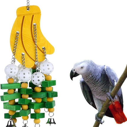 Bird Chewing Toy Large Medium Parrot Cage Bite Toys African Grey Macaws Cockatoos Eclectus Amazon (Banana-22inch)