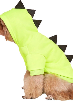 QWINEE Dinosaur Dog Hoodie Dog Warm Jacket Christmas Halloween Dog Costume Dog Clothes for Puppy Kitten Small Medium Dogs Cats Green L