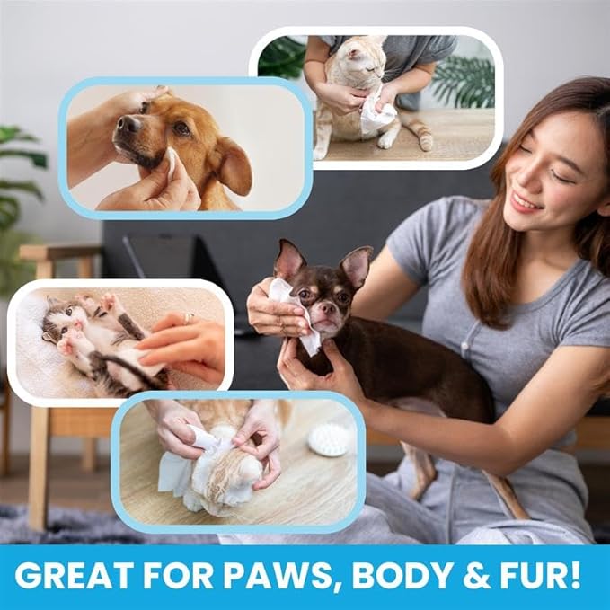 FPN Pet Wipes 240 Pcs – Unscented Bamboo Grooming Wipes for Dogs & Cats Cleaning – No Alcohol or No Harsh Chemicals – Soft – 7x8 in 60 x 4
