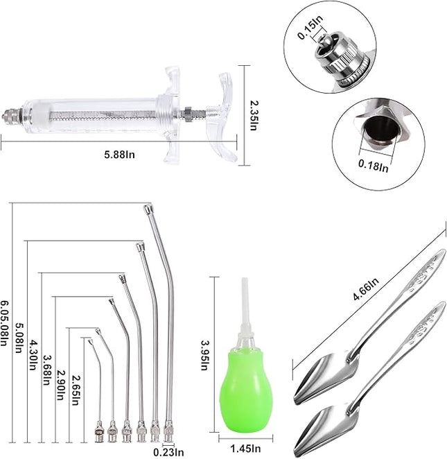 20ML Baby Bird Feeding Syringe Set Pet Syringe with 6 Pcs Curved Gavage Feeding Tubes and Bird Drinker Stainless Steel Metal Feeding Spoon for Baby Birds Parrot Small Pet