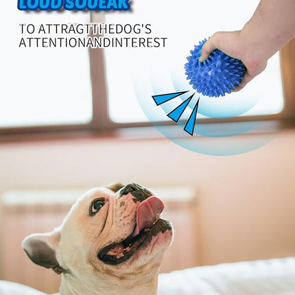 3.5" Spike Dog Balls With Squeaky, Thicker and Durable, 2 Pack Chew Toys for Teeth Cleaning and Training, Ball Toys for Aggressive Chewers, Puppy Small Medium Large Dogs