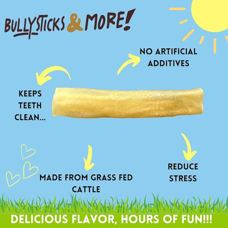 BULLYSTICKS & MORE 6 Inch Beef Collagen Rolls for Dogs (Regular Size - 12 Count) -Bones for Dogs - Dog Parents Choice - No Hide Beef Cheek Rolls