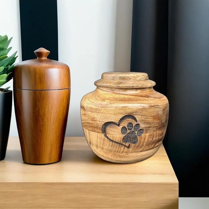 Wooden Urn for Dog Wooden Pet urn Cremation Urn for pet Urns for Dogs Ashes Wooden Pet Urn Box Small Wooden urn (Medium (7" Hx6 Diameter)(110Cu/In))