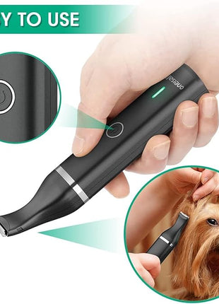 oneisall Dog Clippers with Double Blades,Cordless Small Pet Hair Grooming Trimmer,Low Noise for Trimming Dog's Hair Around Paws, Eyes, Ears, Face, Rump (Black)