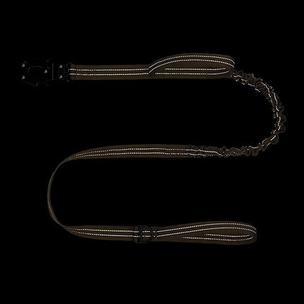 ICEFANG Tactical Dog Leash,K9 Training Walking Bungee Lead with 2 Control Handle,Heavy Duty Quick Release Metal Clasp,Hands Free D-Ring for Medium Large Dogs (6ft,Reflective Brown)