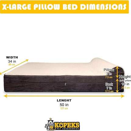KOPEKS Dog Bed Replacement Cover Memory Foam Beds - Plush Brown - Extra Large (Jumbo Size) (KPS-1095)