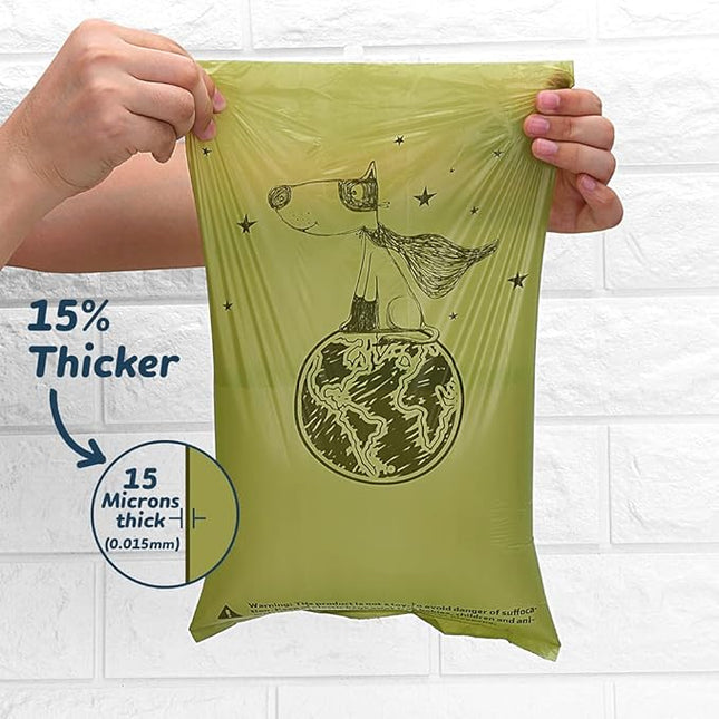 Ley's Dog Poop Bags with Dispenser, Biodegradable Unscented Extra Thick & Leak-Proof Dog Waste Bag, Strong Easy-Tear Refill Rolls for All Doggie Sizes