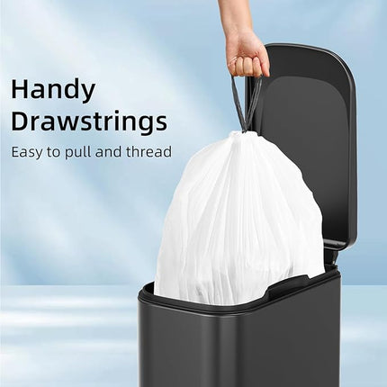 120 Counts 1.6 Gallon Mini Drawstring Trash Bags, Small Garbage Bags by KSSKSS, Code a fit 4.5-8 Liter, 1.2-2 Gal, White Trash Bin Liners for Home Office Kitchen Bathroom Bedroom